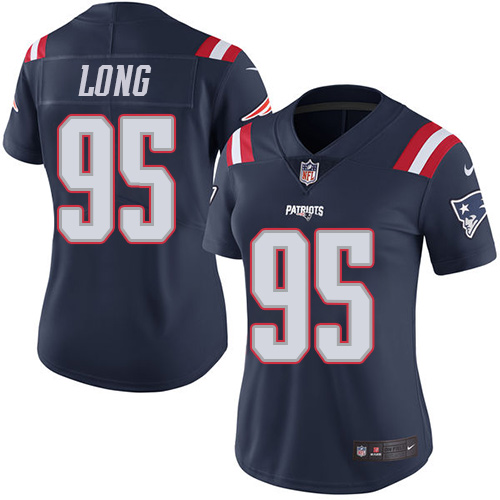 Women's Limited Chris Long Nike Jersey Navy Blue - #95 Rush NFL New England Patriots